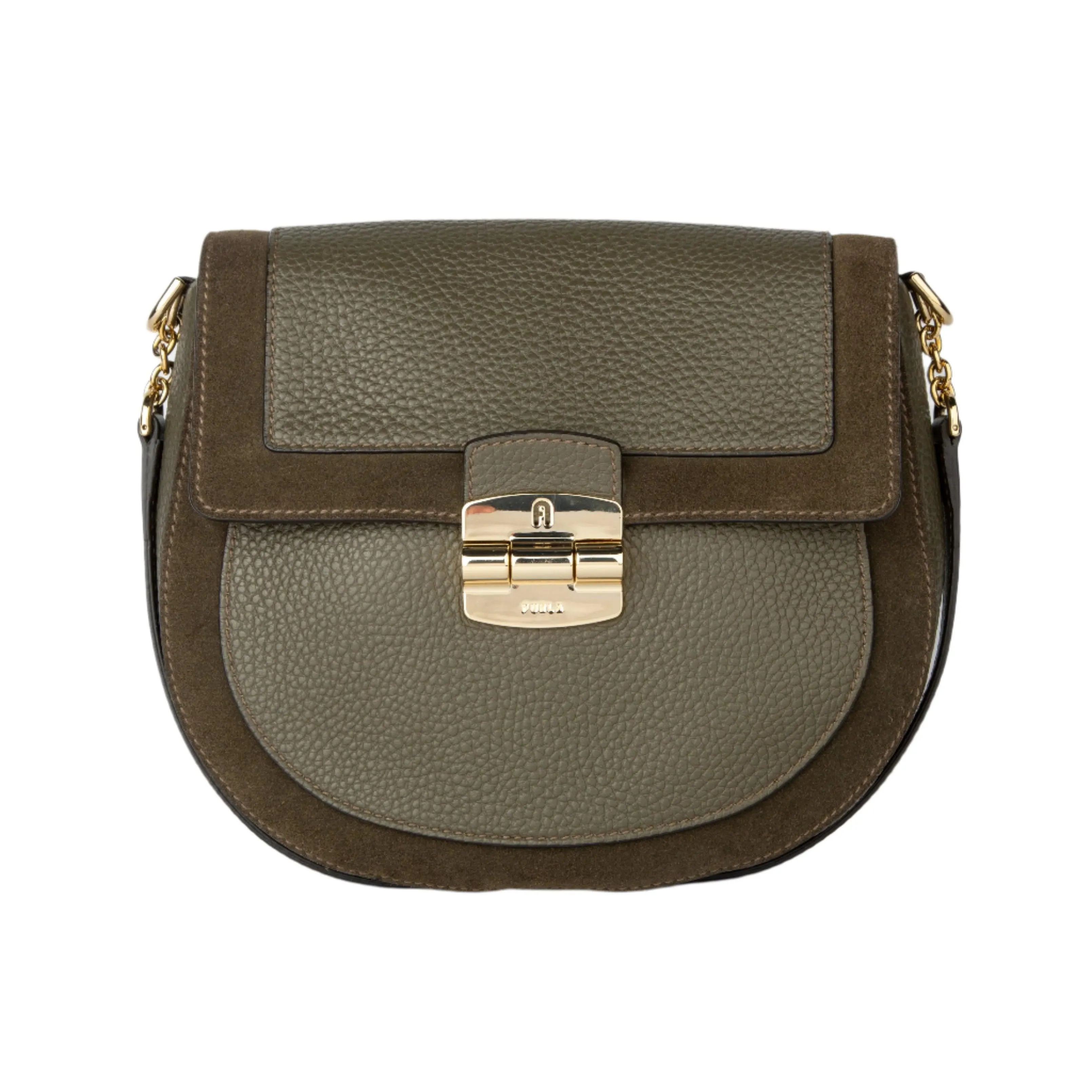 Furla Club 2 Suede Crossbody - Brown/Green