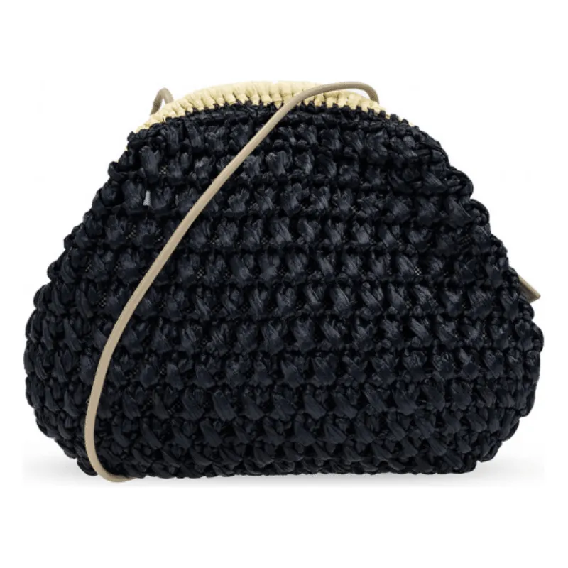 Furla Essential Woven Clutch Crossbody Bag - Black & Cream