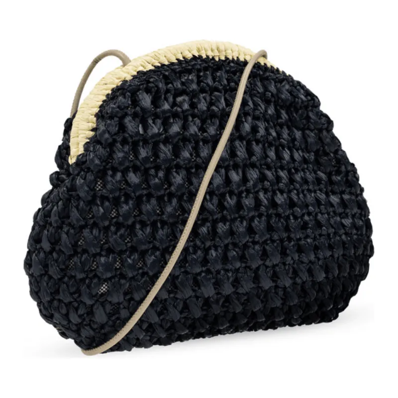 Furla Essential Woven Clutch Crossbody Bag - Black & Cream