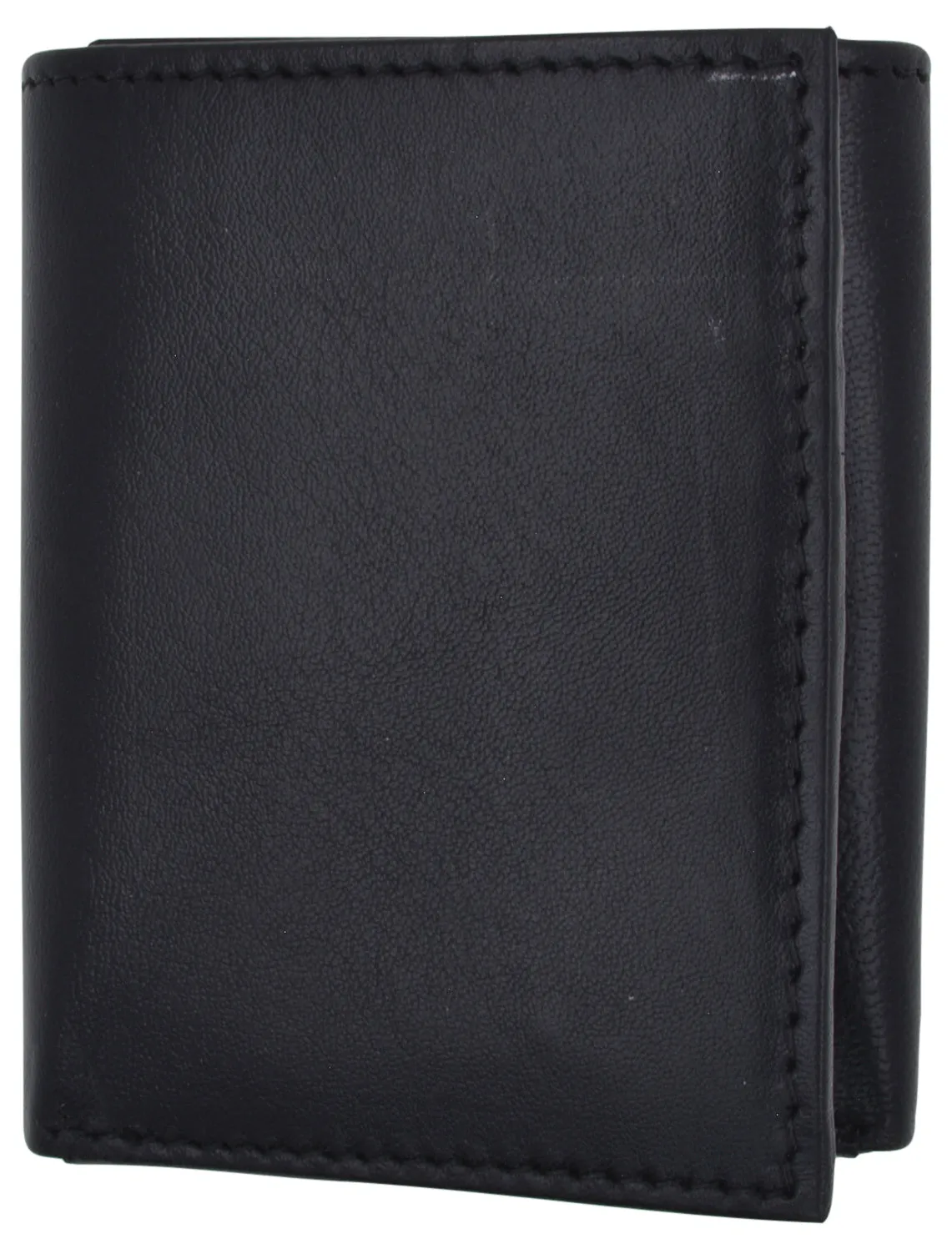 Genuine Leather Kids Slim Compact ID and Coin Pocket Trifold Boys Black Wallet K700