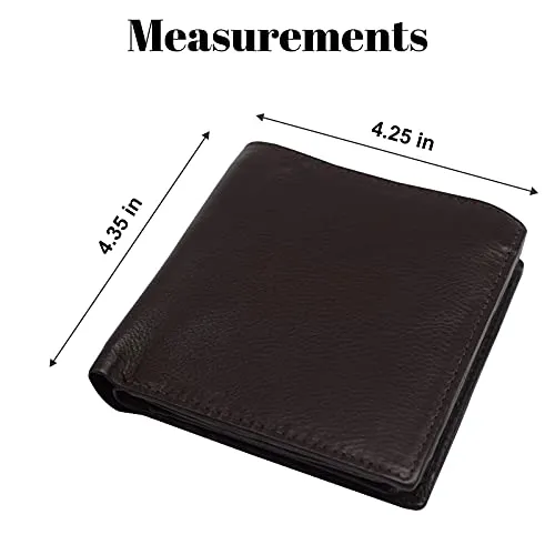 Genuine Leather Men's Dual Credit Card ID Flap Bifold Wallet Passcase RFID Blocking