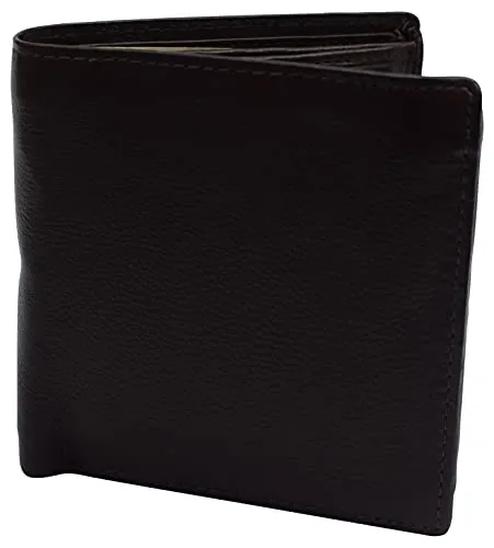 Genuine Leather Men's Dual Credit Card ID Flap Bifold Wallet Passcase RFID Blocking