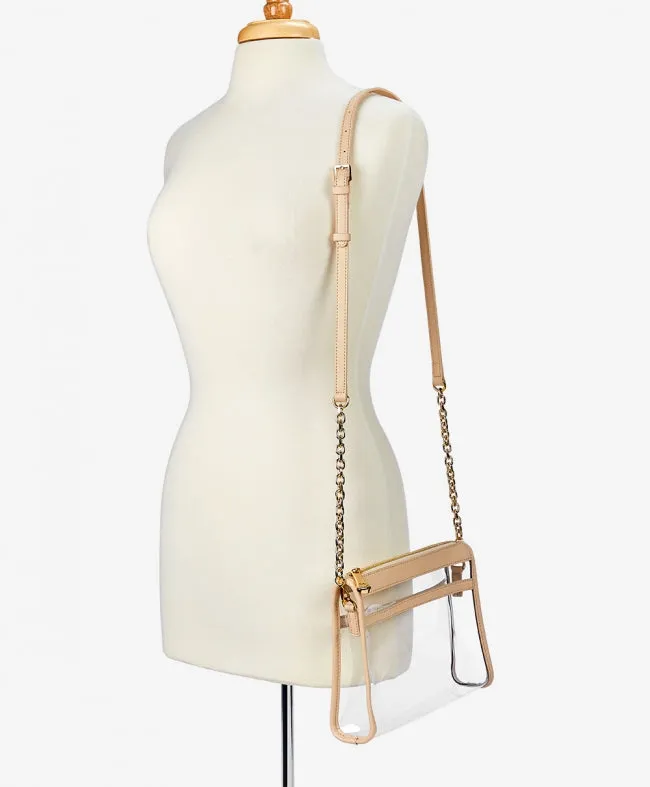 GiGi New York - Tan Leigh Anne Crossbody Game Clear PVC w/ Tan Leather