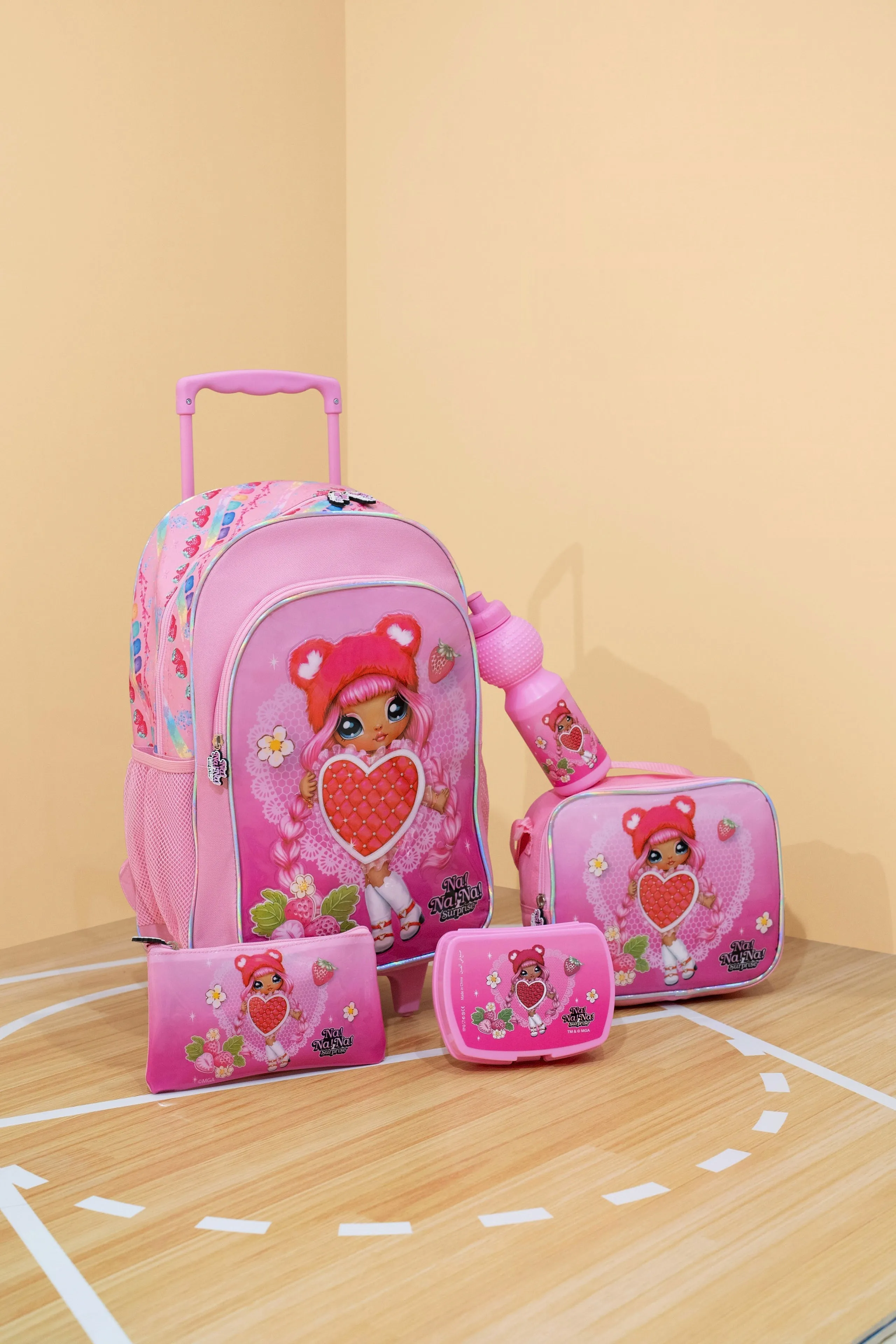 Girls Pink Nana Print Trolley Set (5 Piece)