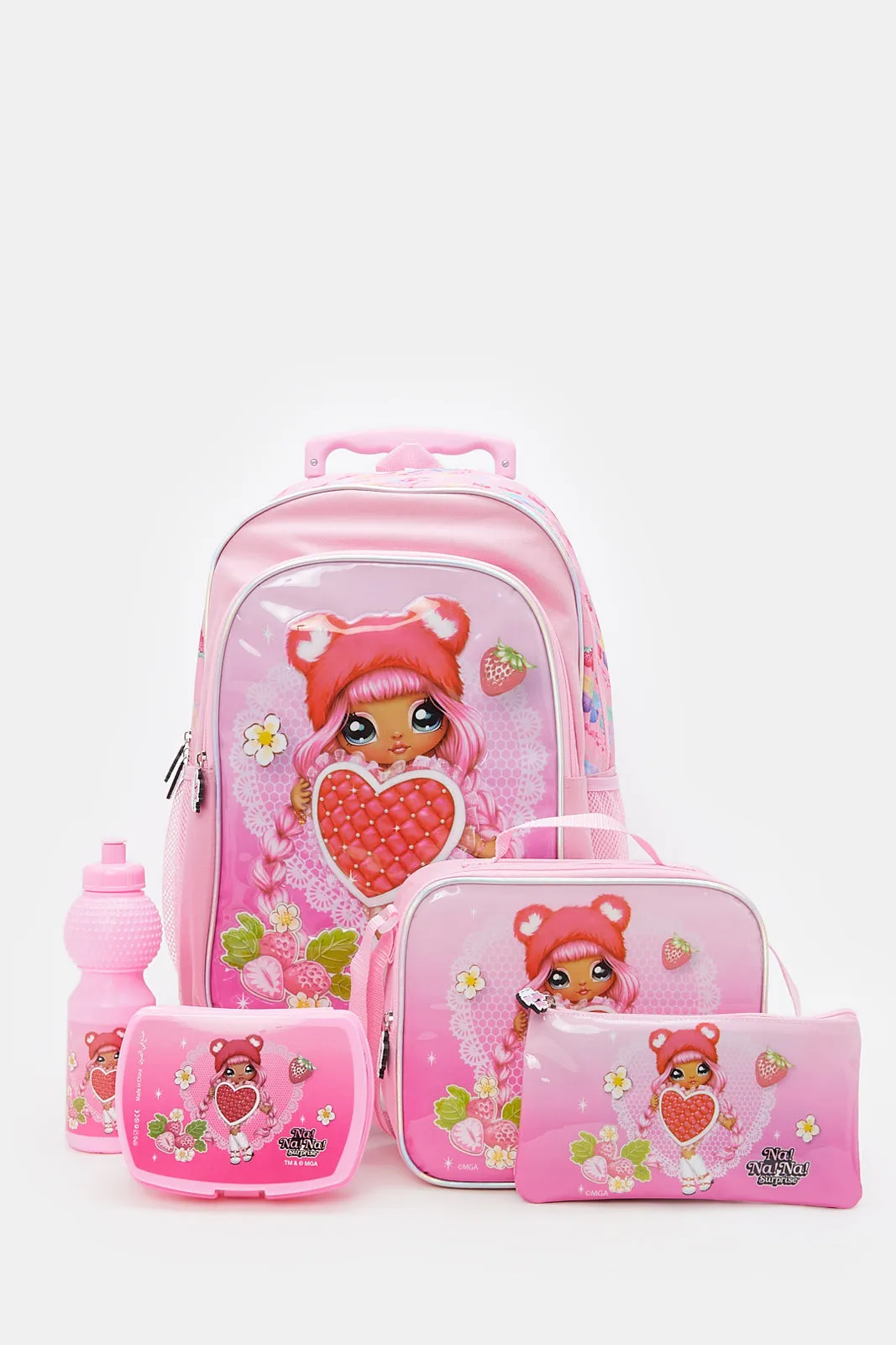 Girls Pink Nana Print Trolley Set (5 Piece)