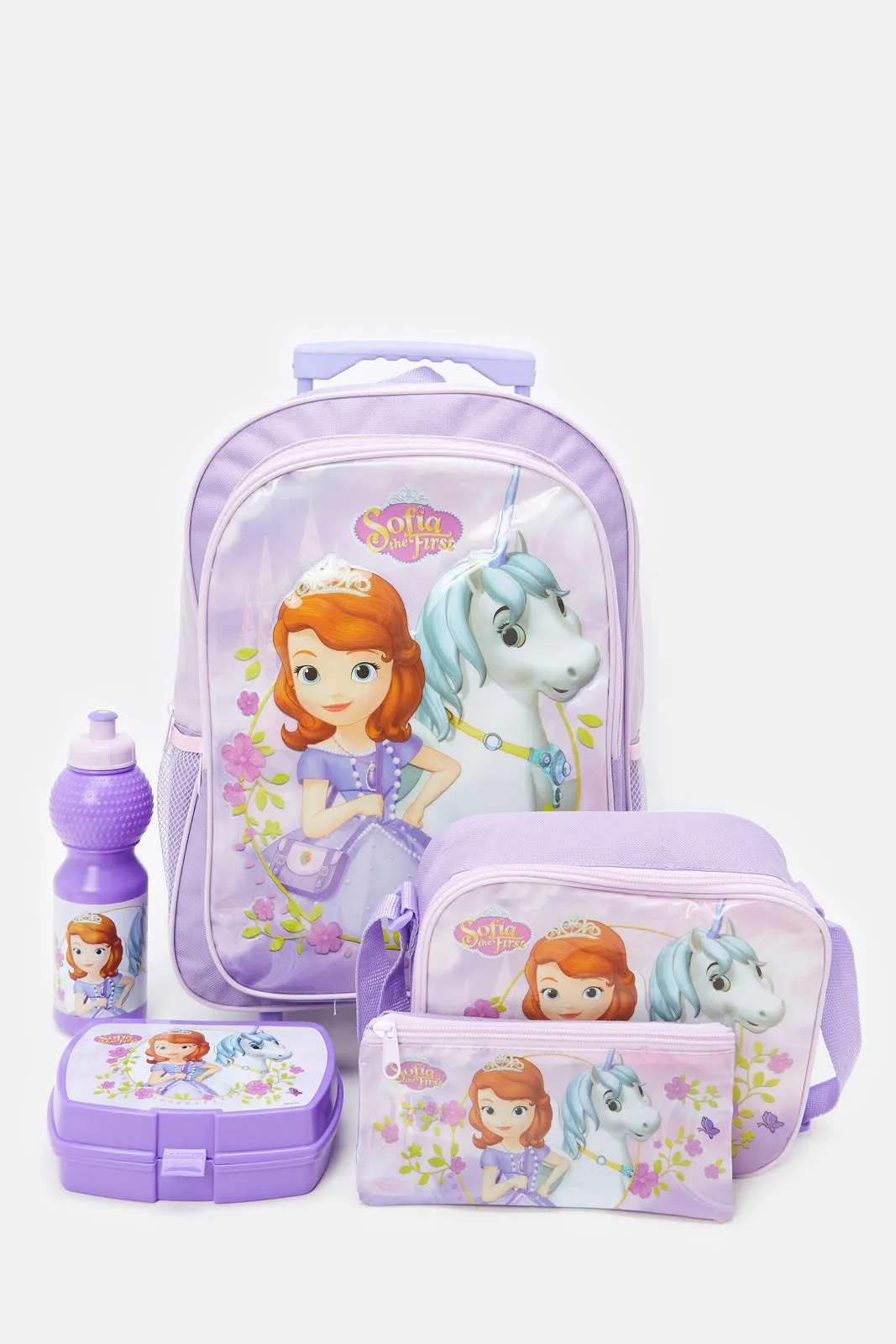 Girls Purple Sofia The First Print Trolley Set (5 Piece)