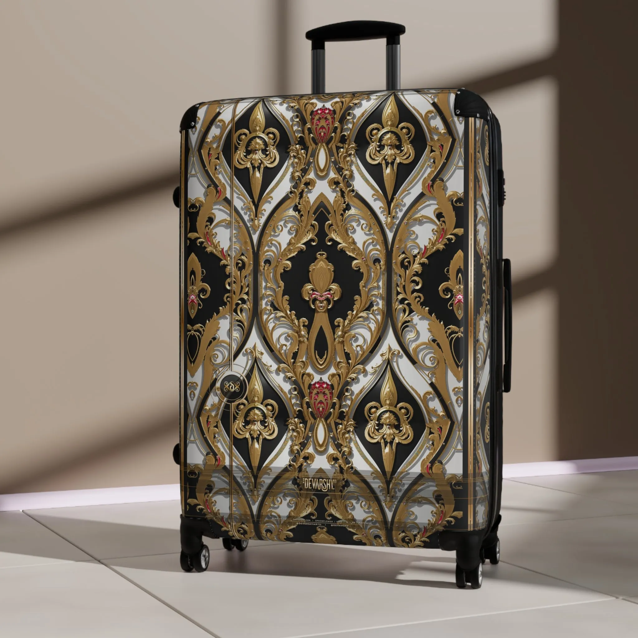 Golden Ogee Suitcase Ornate Baroque Travel Luggage Carry-on Suitcase Premium Hard Shell Suitcase | D20222