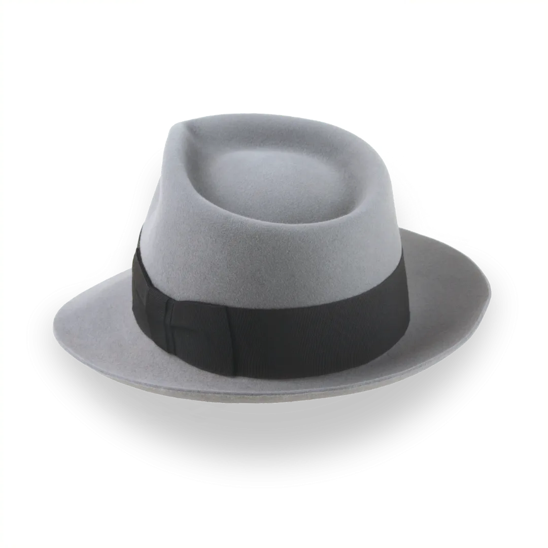 Grey 1940s Bogart Fedora Hat in Smooth Fur Felt | The Shadows