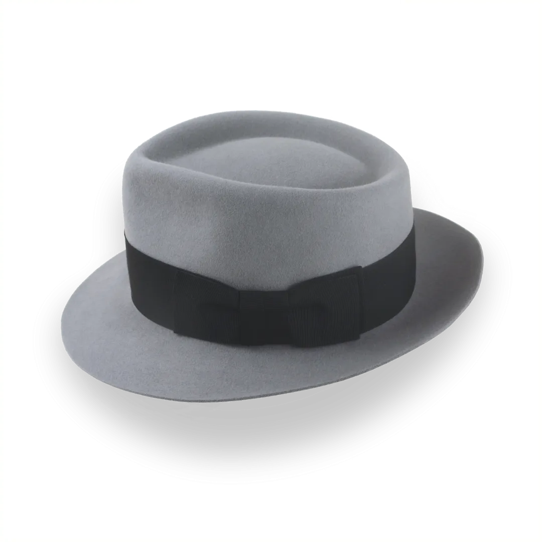 Grey 1940s Bogart Fedora Hat in Smooth Fur Felt | The Shadows