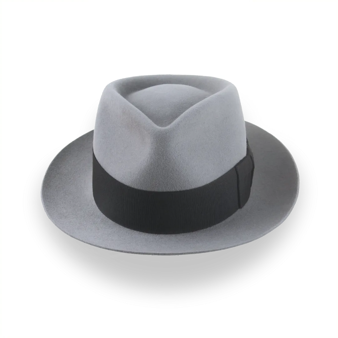 Grey 1940s Bogart Fedora Hat in Smooth Fur Felt | The Shadows