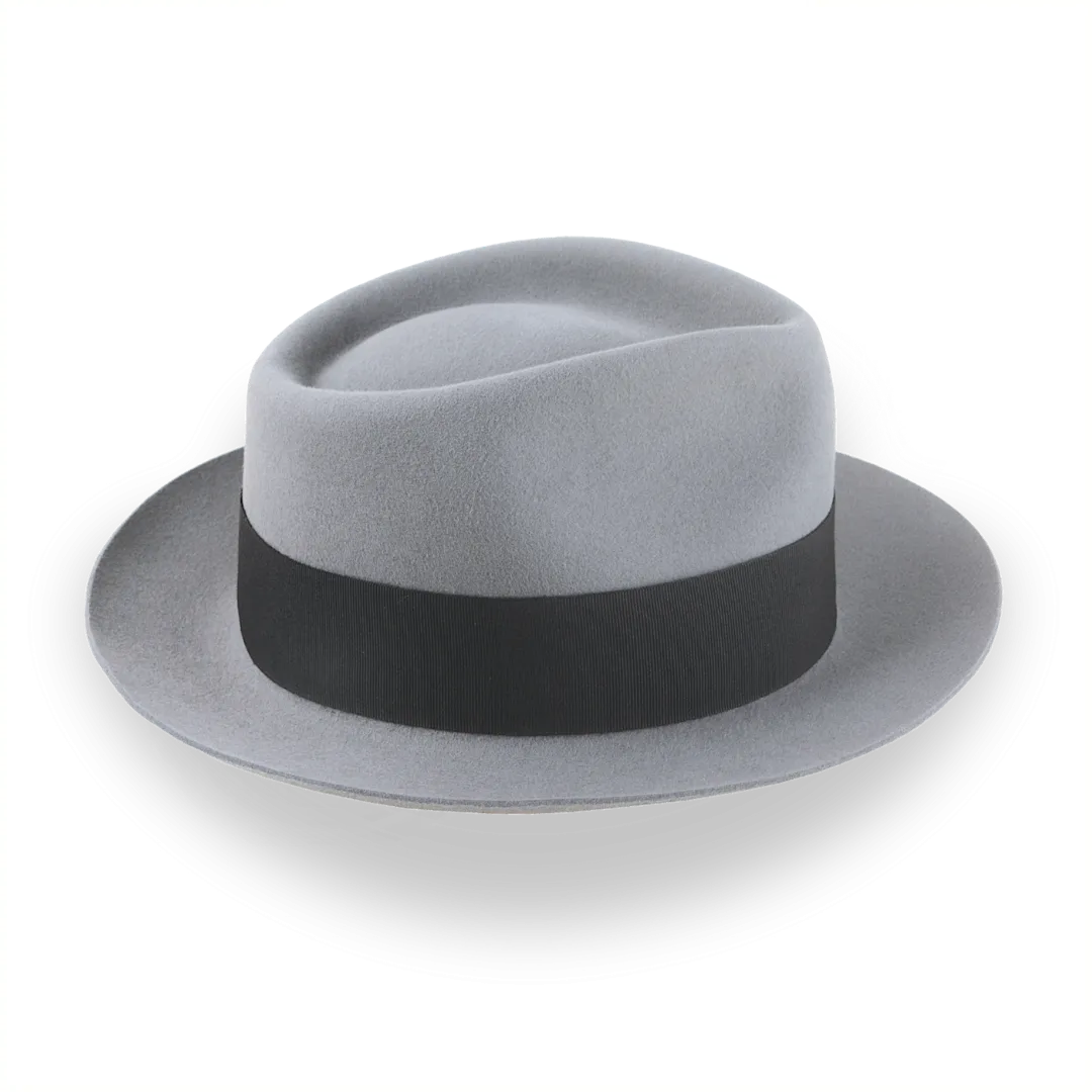 Grey 1940s Bogart Fedora Hat in Smooth Fur Felt | The Shadows