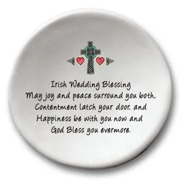 Handmade Irish Wedding Blessing- Ceramic Cross Dish - 3.5"