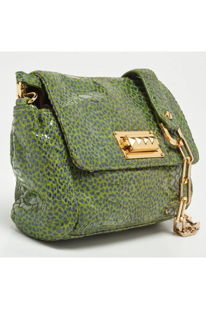 Haute Secret Shoppers - Tory Burch Green Python Print Laminate Leather Shoulder Bag