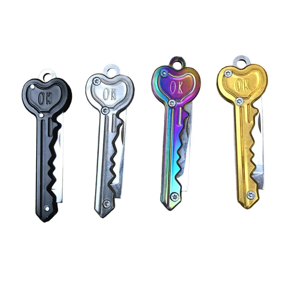 Heart Key Knife with Hidden Blade Self Defense Keychain