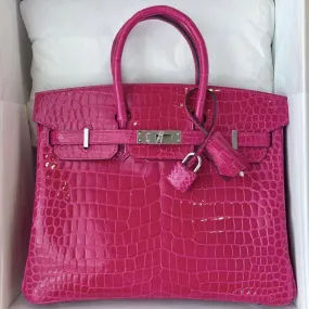 Hermès Birkin 25 Rose Mexico Crocodile Porosus Lisse Palladium Hardware PHW