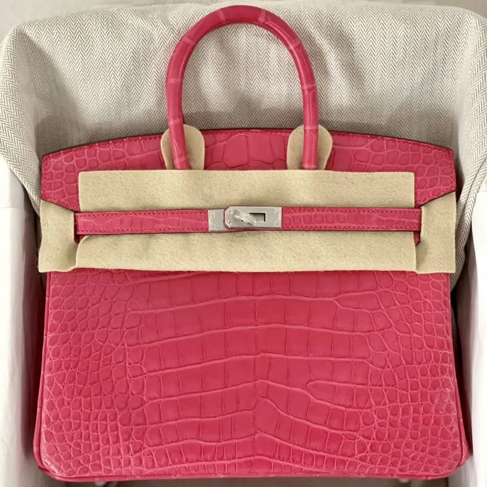 Hermès Birkin HSS 25 Rose Extreme Alligator Mississippi Matte Brushed Palladium Hardware BPHW