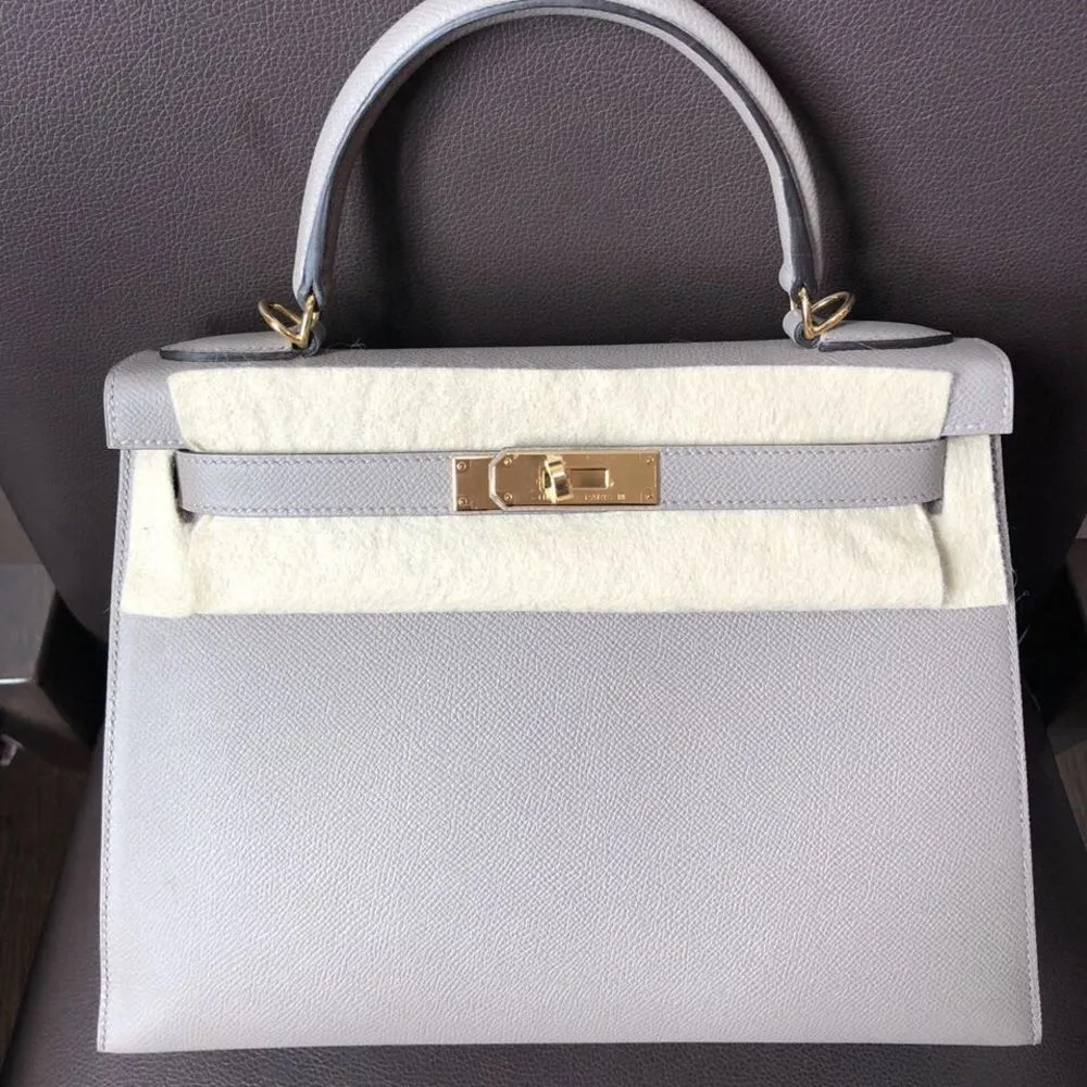 Hermès Kelly 28 Gris Asphalte Sellier Epsom Gold Hardware GHW