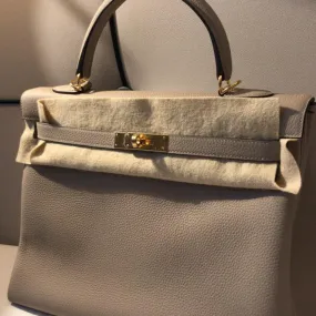 Hermès Kelly 35 Gris Tourterelle Togo Gold Hardware GHW