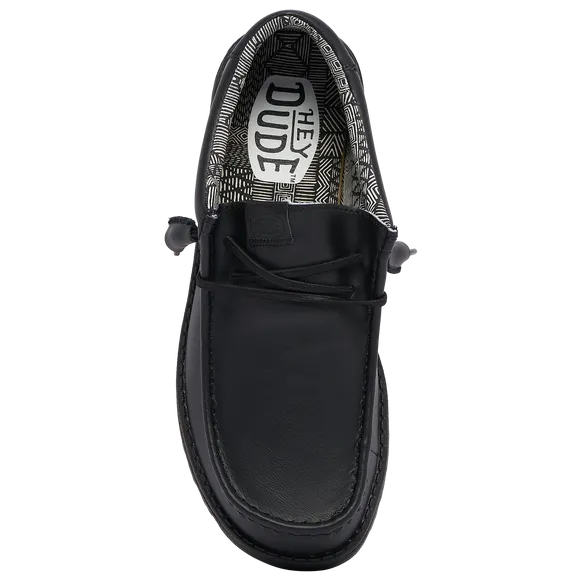 Hey Dude Wally Mono Leather Loafer Black