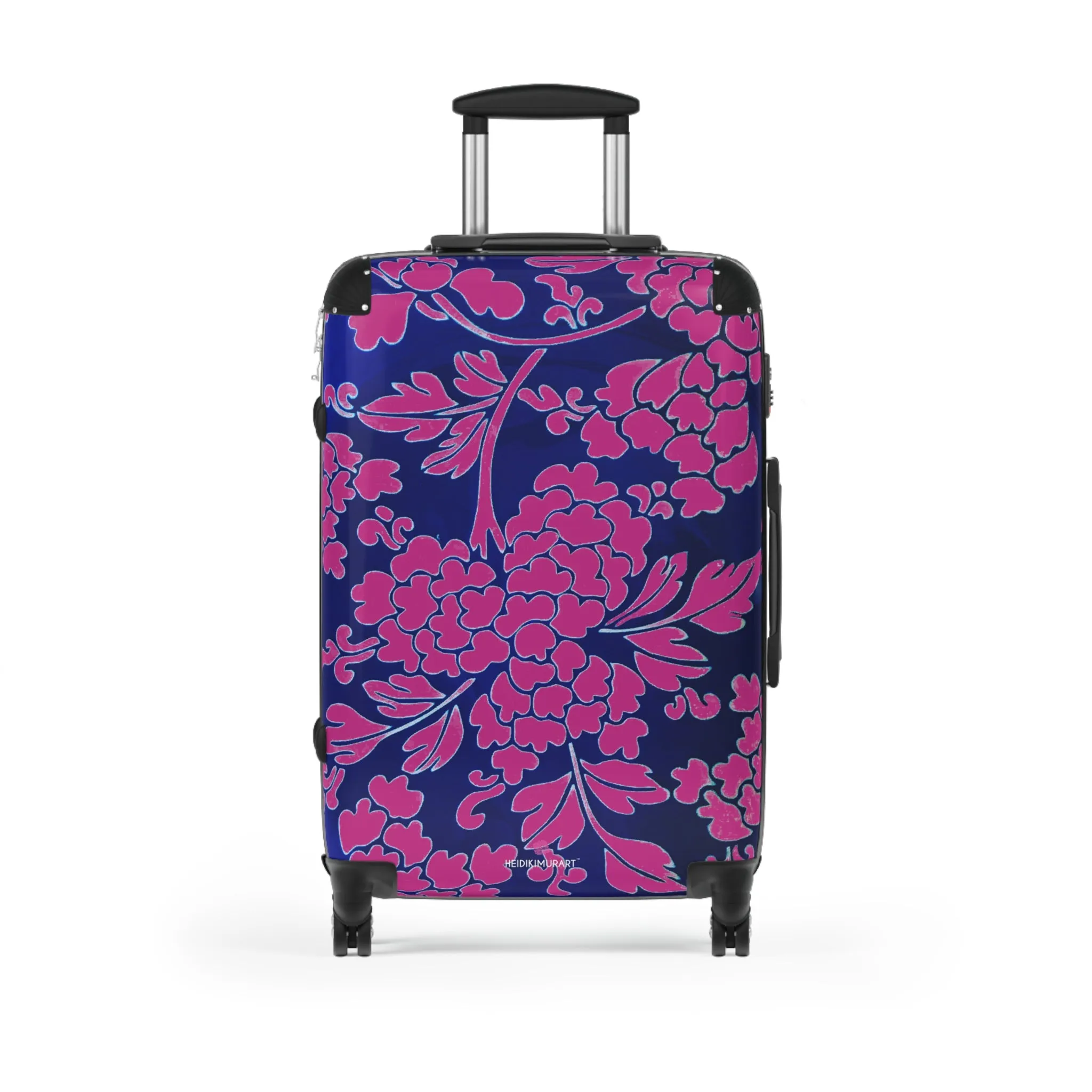 Hot Pink Floral Print Suitcases, Blue Floral Print Suitcase, Travel Bag Suitcases (Small, Medium, Large)