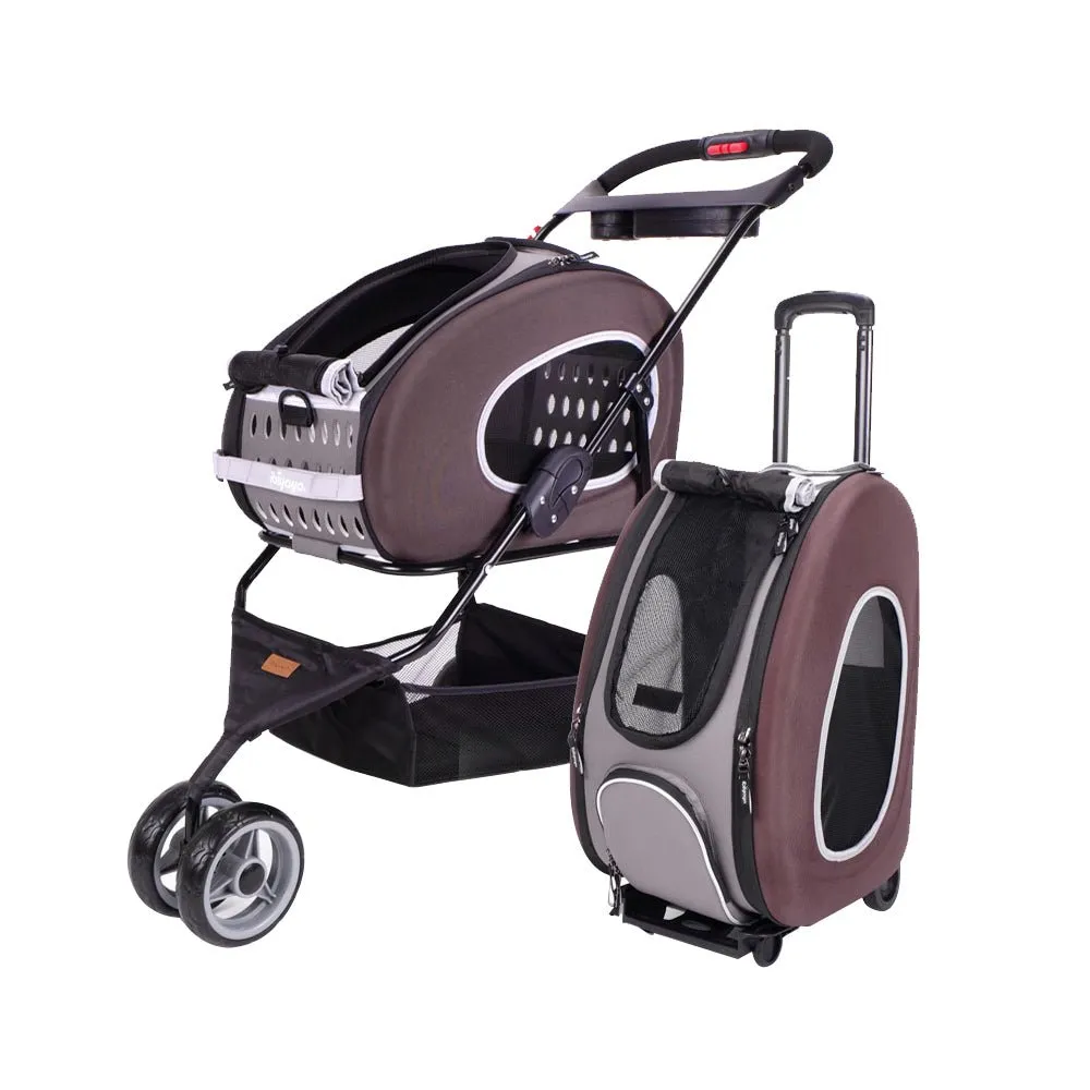 Ibiyaya 5-in-1 Combo Pet Carrier & Stroller - Chocolate