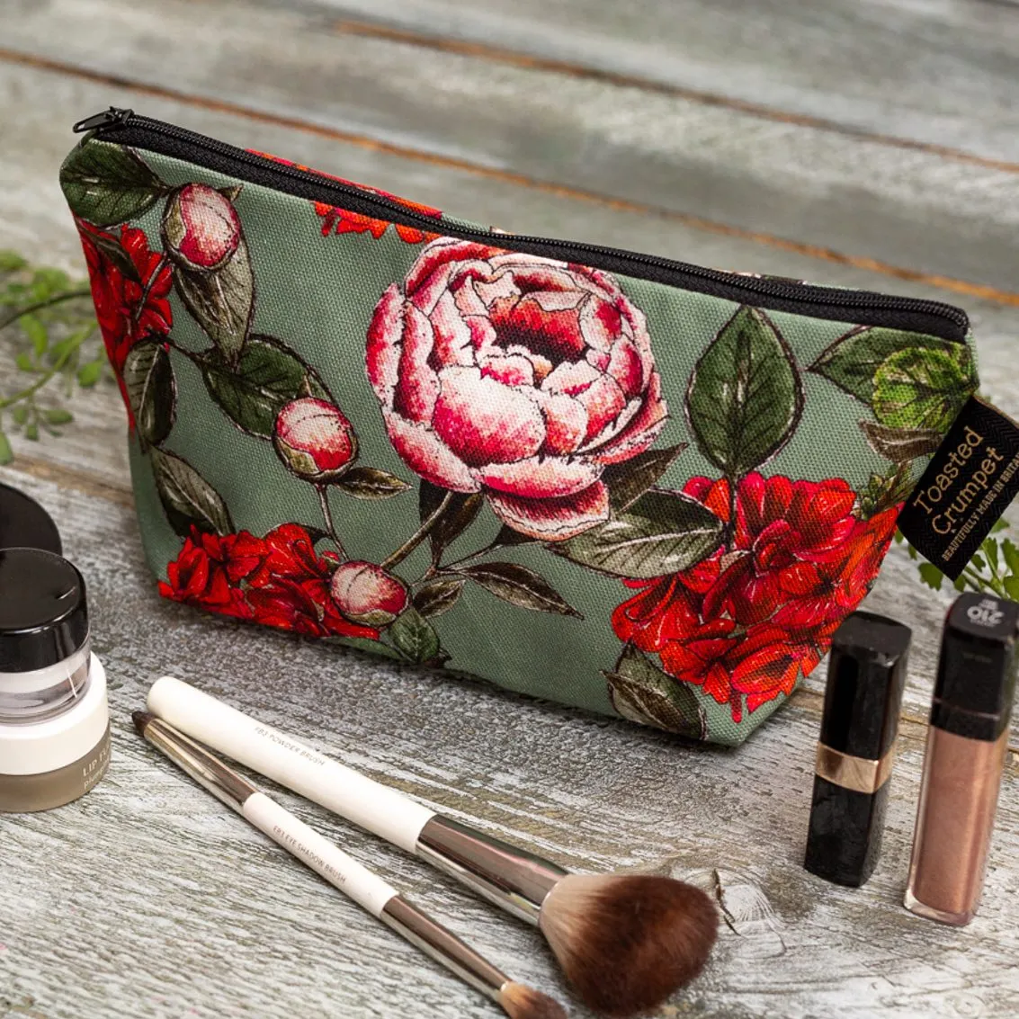 In Full Bloom Make Up Bag- Vintage Green