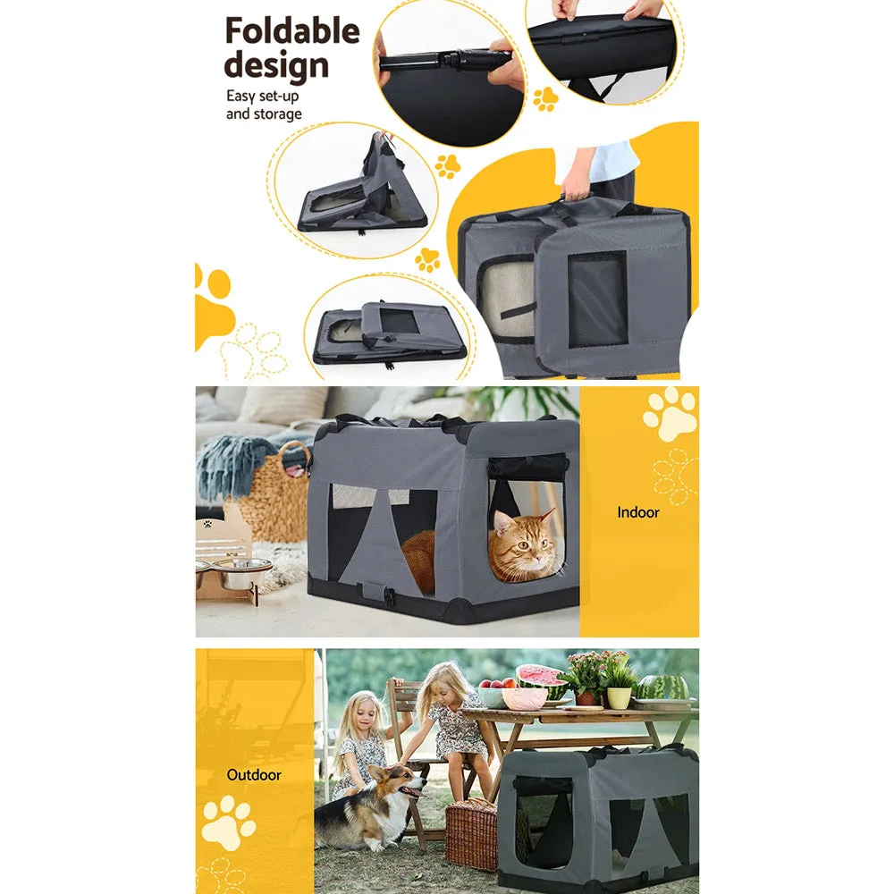 i.Pet Pet Carrier Soft Crate Dog Cat Travel 60x42CM Portable Foldable Car M