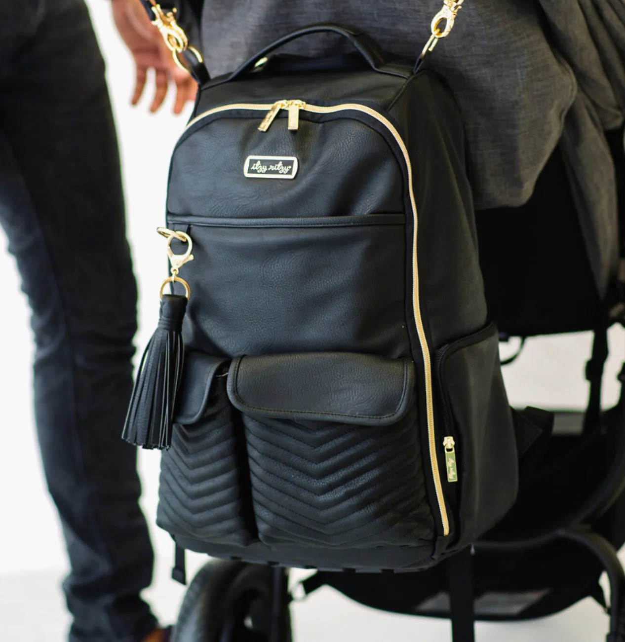 Itzy Ritzy Jetsetter Black Boss Backpack Diaper Bag