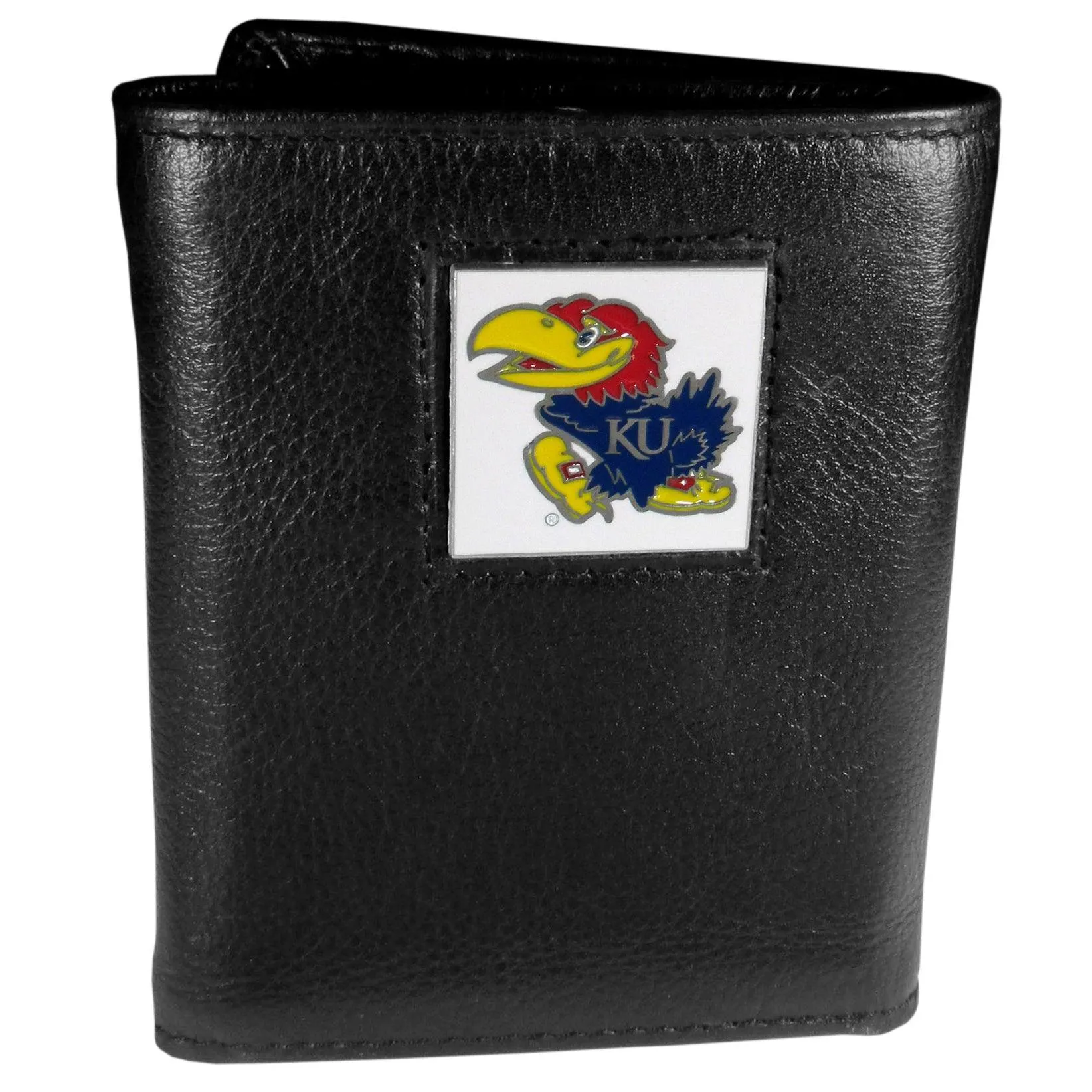 Kansas Jayhawks Deluxe Leather Tri-fold Wallet Packaged in Gift Box