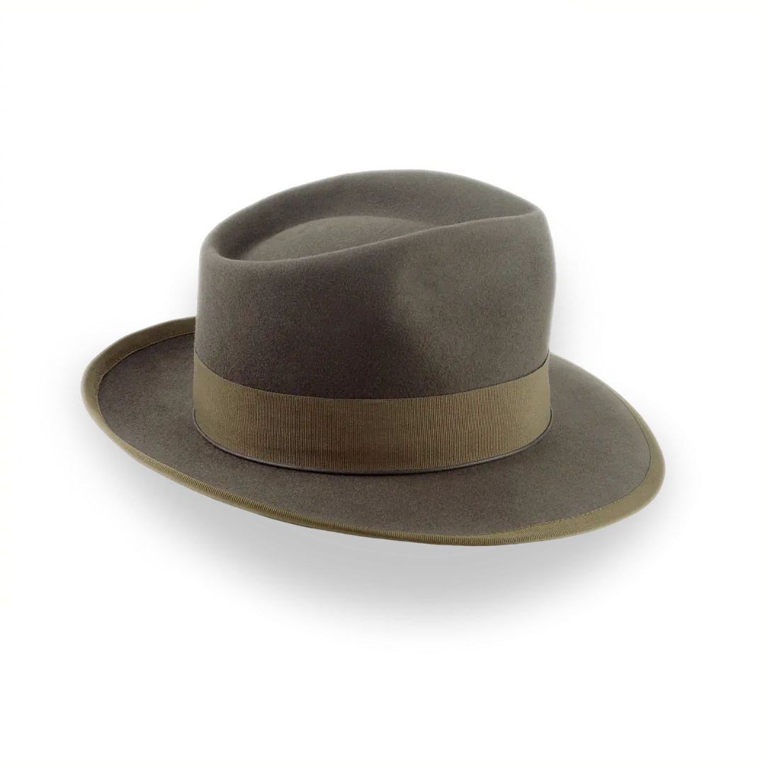 Khaki Vintage Style Fedora Hat in Luxurious Beaver Fur Felt |  The Pandamator