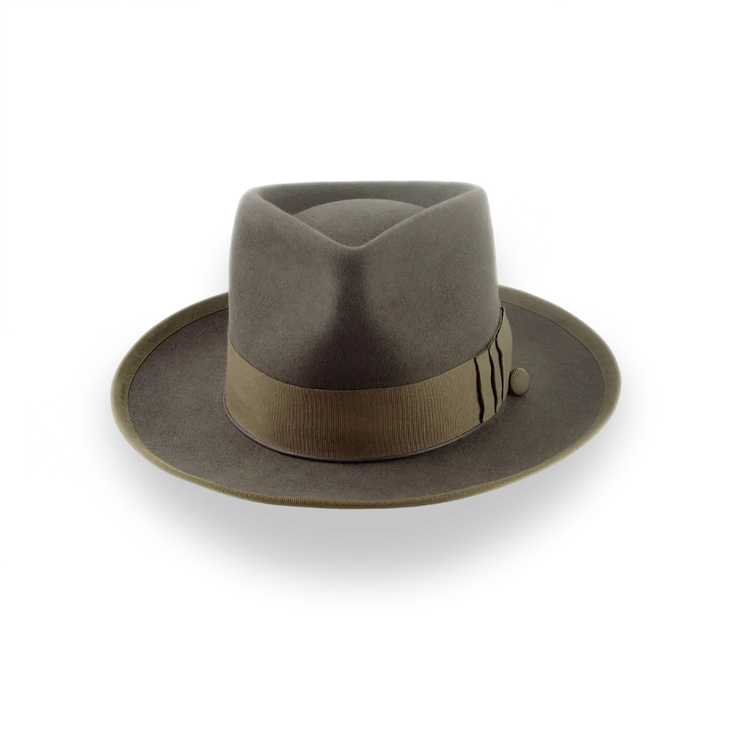 Khaki Vintage Style Fedora Hat in Luxurious Beaver Fur Felt |  The Pandamator