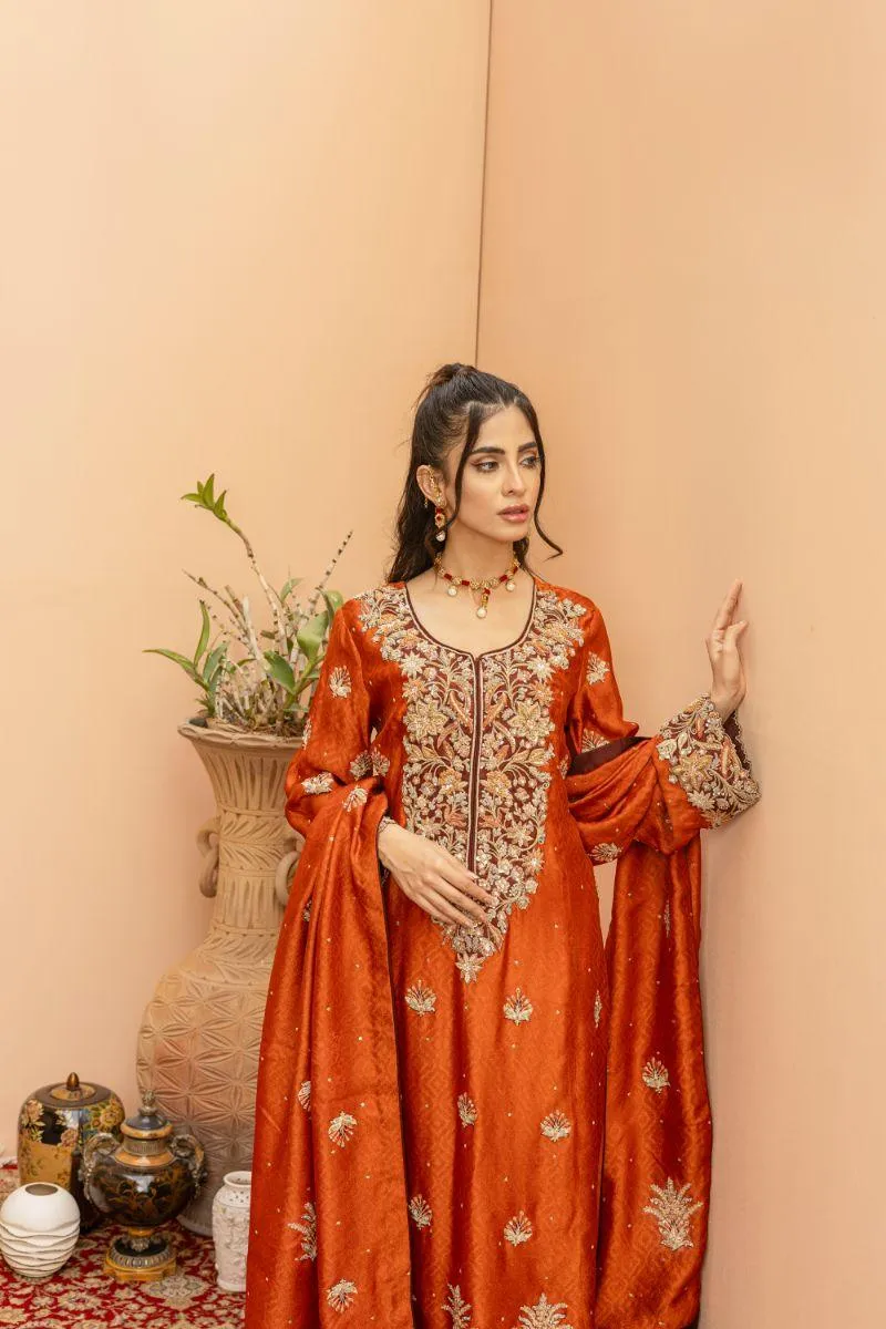 Khayal by Shaista Hasan - Sunset soire - Silk Net  - 3 Piece