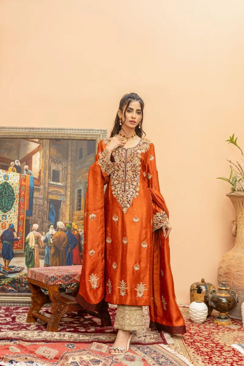 Khayal by Shaista Hasan - Sunset soire - Silk Net  - 3 Piece