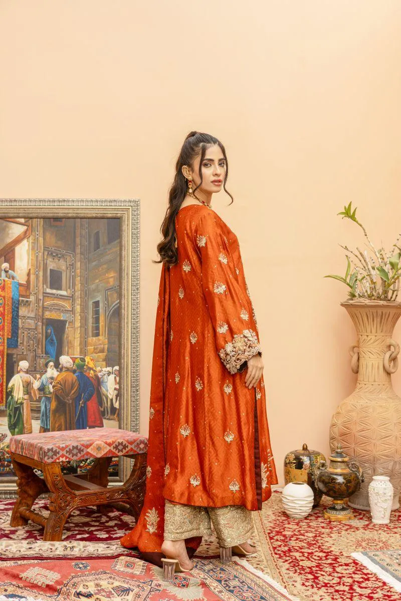 Khayal by Shaista Hasan - Sunset soire - Silk Net  - 3 Piece