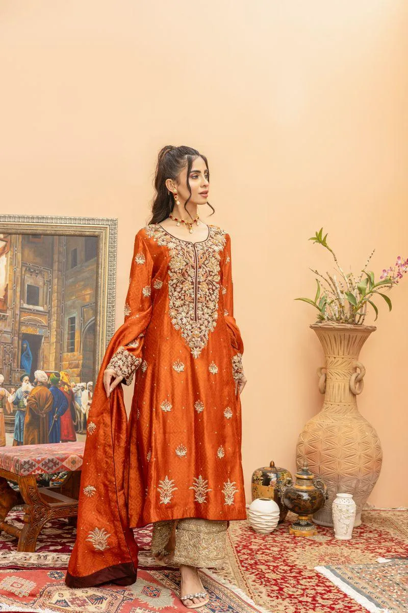 Khayal by Shaista Hasan - Sunset soire - Silk Net  - 3 Piece