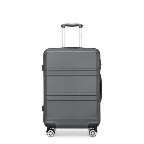 Kono ABS Sculpted Horizontal 24 Inch Suitcase - Durable & Stylish Grey Luggage