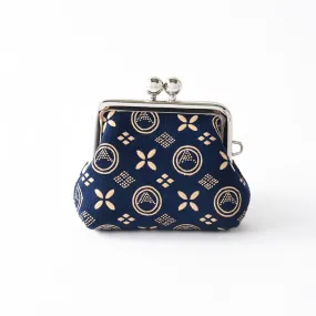 Koshu Inden Japanese Deerskin Leather with Urushi (Japanese Lacquer) Clasp Coin Purse - Mt.Fuji Pattern / Iron Blue - ,  Made in Japan,  Change Purse,  Japanese Gamaguchi Coin Purse