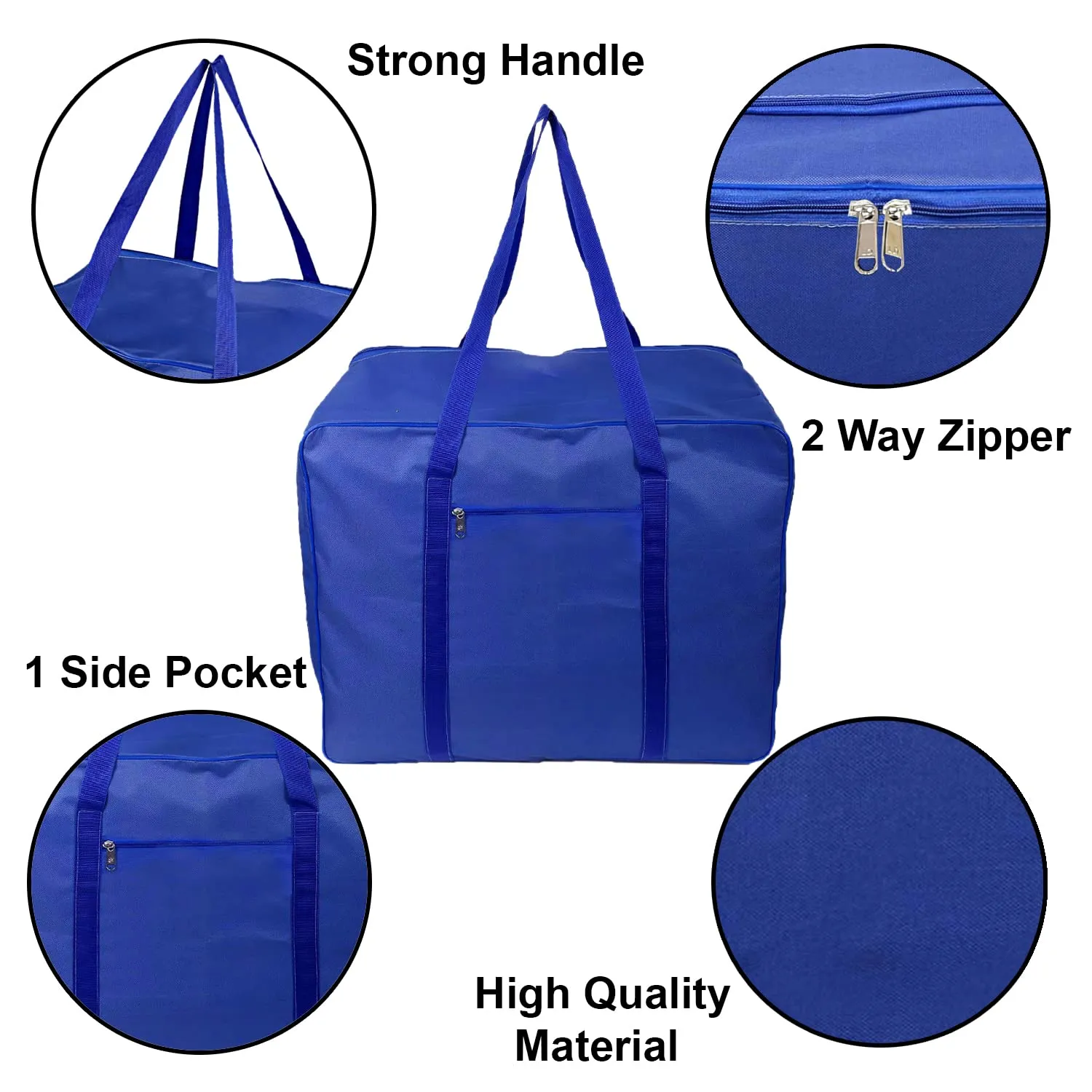 Kuber Industries Large Moisture Proof Wardrobe Organizer Storage Bag For Clothes With Zipper Closure and Handle- Pack of 2 (Blue)-HS43KUBMART26675