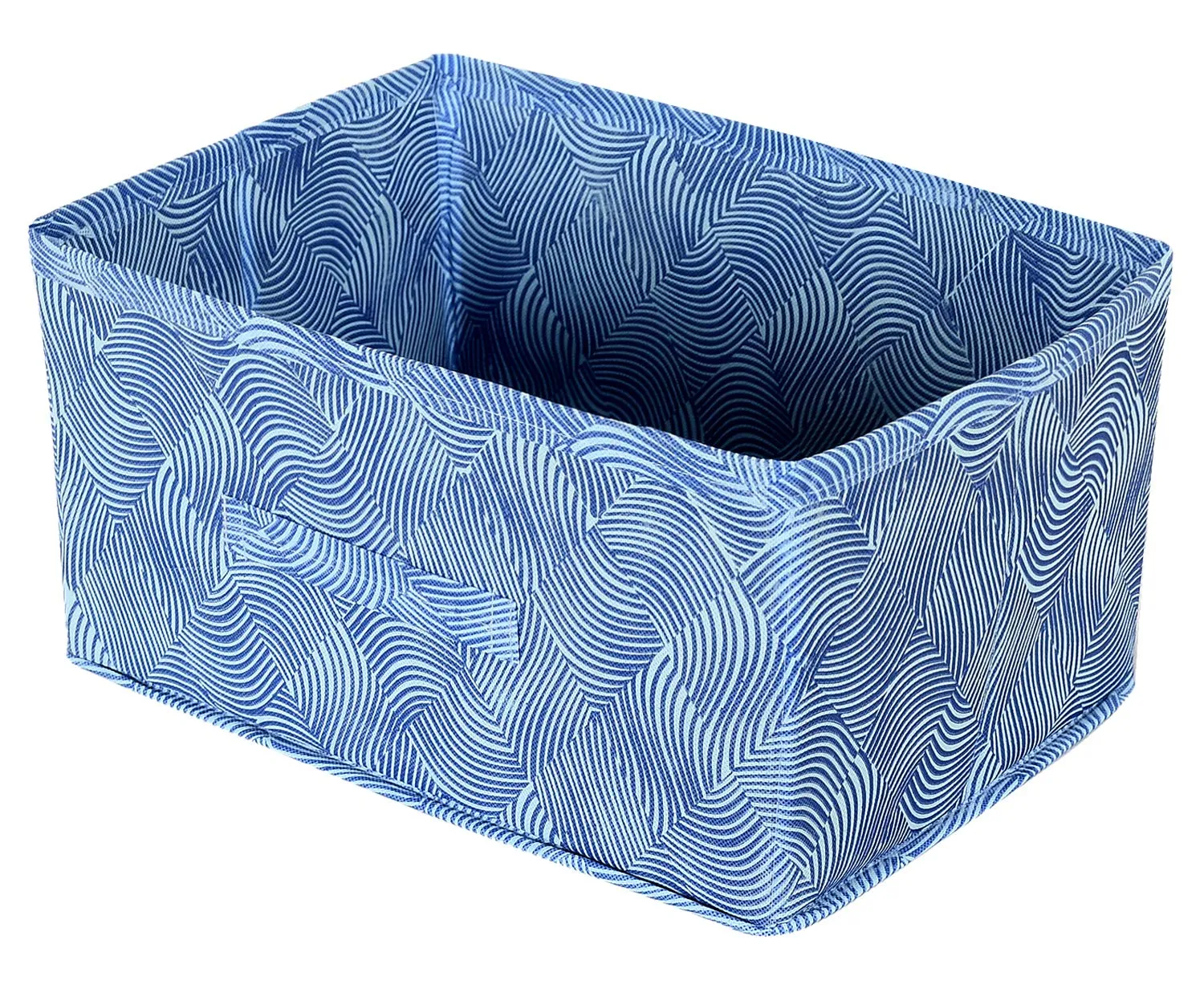 Kuber Industries Rectangular Storage Box/Closet Organizer Box With Handle|Metalic Lahriya Print & Foldable Non Woven Fabric (Blue & Red)-Kubmart15994, Drawer Organizers