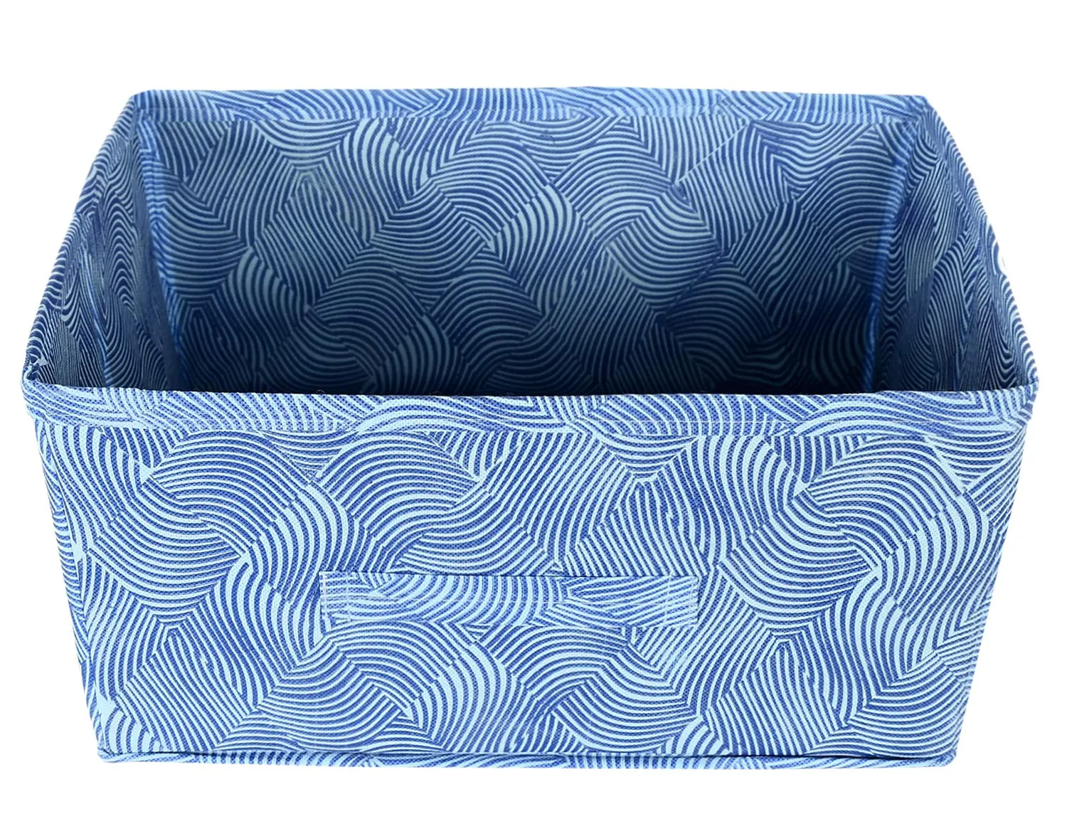 Kuber Industries Rectangular Storage Box/Closet Organizer Box With Handle|Metalic Lahriya Print & Foldable Non Woven Fabric (Blue & Red)-Kubmart15994, Drawer Organizers