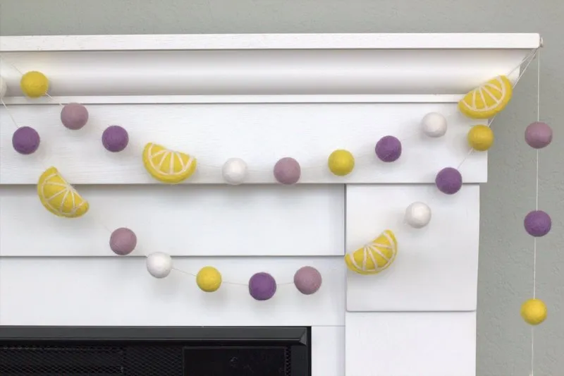 Lavender Lemonade Felt Ball Garland