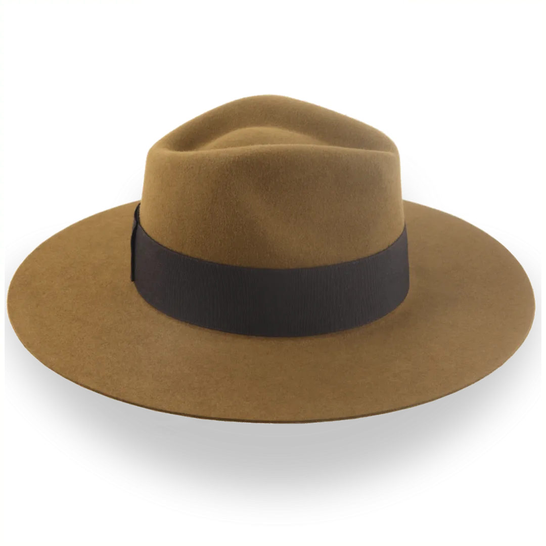 Light Brown Custom Design Wide Brim Rancher Fedora Hat | The Prairie