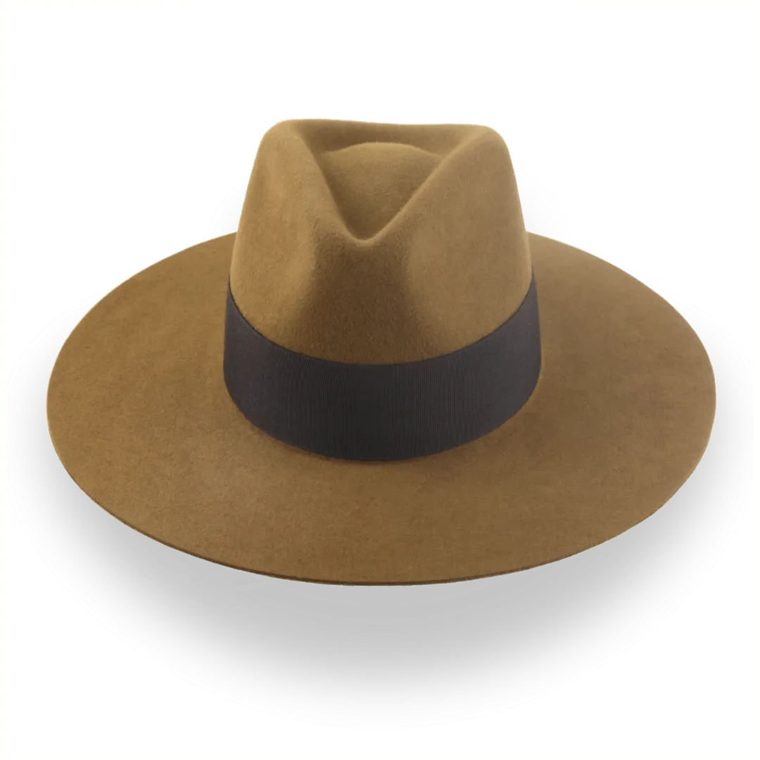 Light Brown Custom Design Wide Brim Rancher Fedora Hat | The Prairie