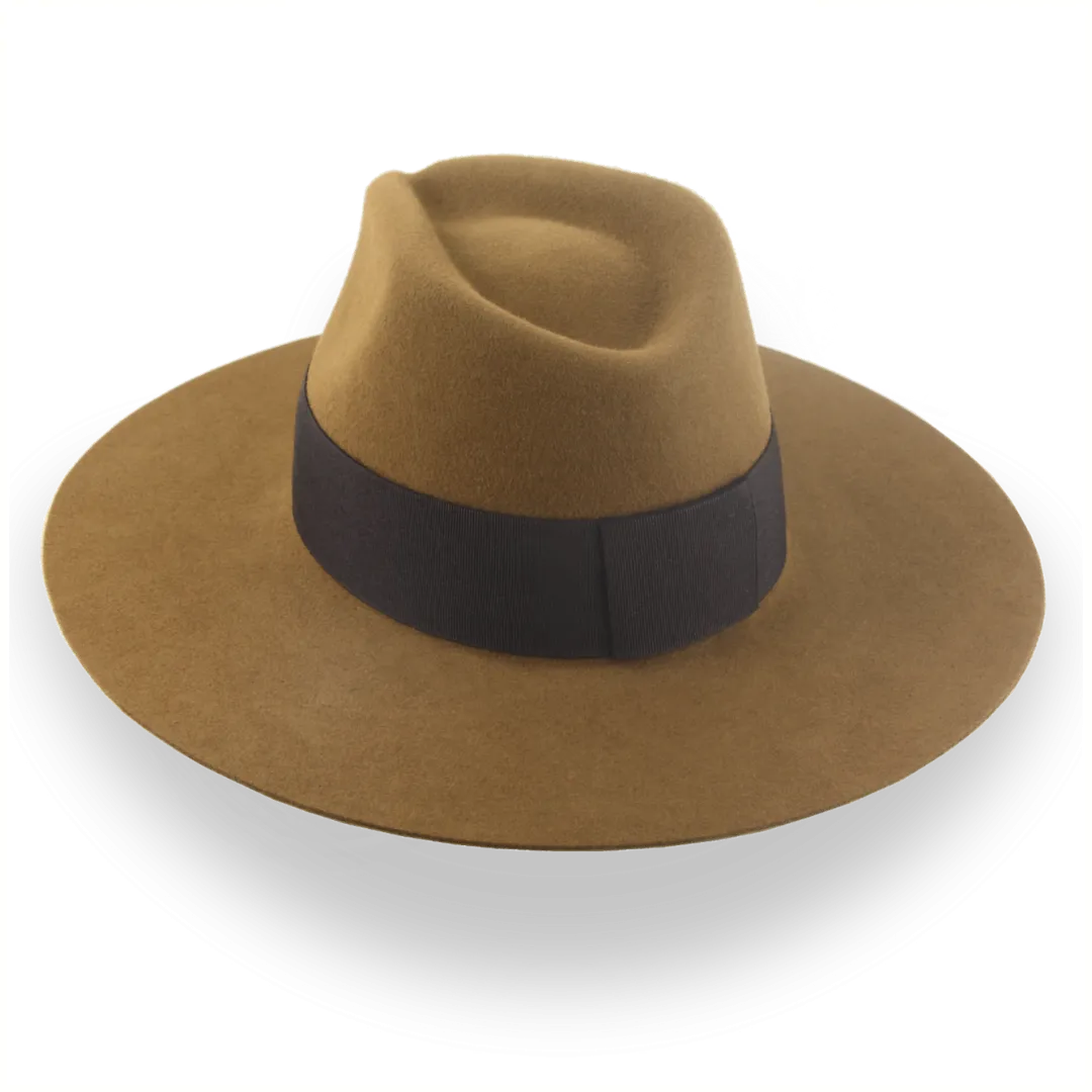 Light Brown Custom Design Wide Brim Rancher Fedora Hat | The Prairie