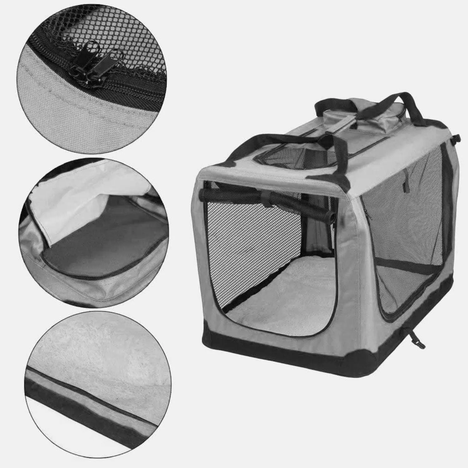 Lightweight XL Pet Carrier with Steel Frame, Grey - FLOOFI