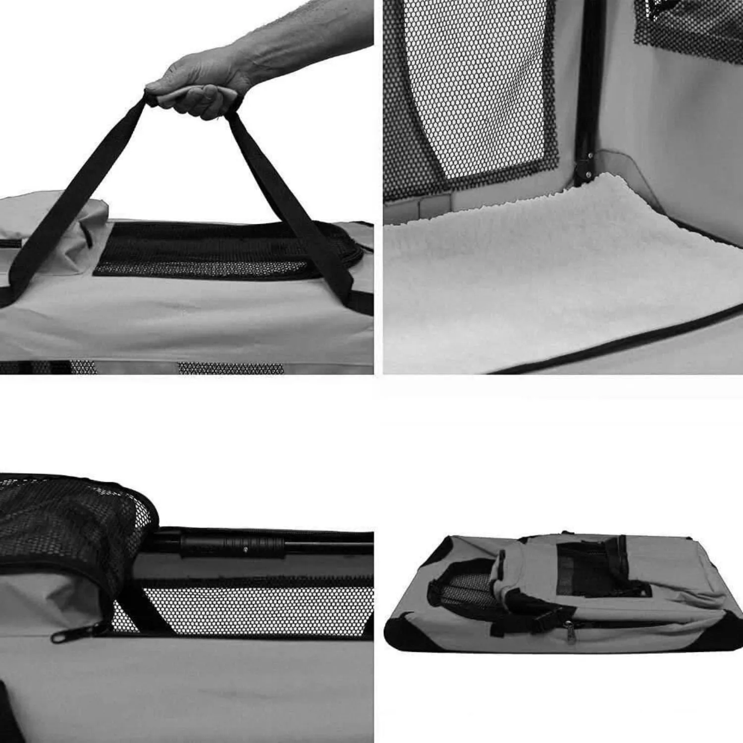 Lightweight XL Pet Carrier with Steel Frame, Grey - FLOOFI