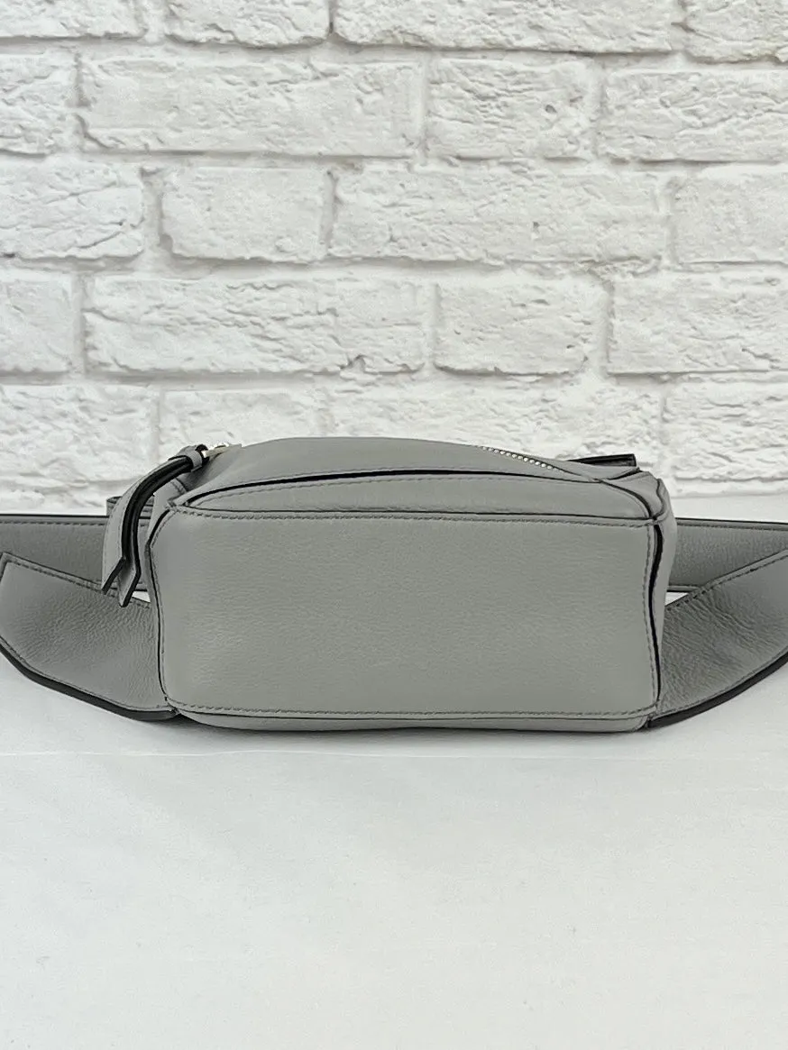 LOEWE Mini Puzzle Edge Leather Belt Bag, Grey