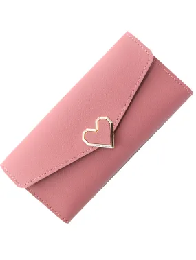 Long Organizer Wallet With Heart Closure