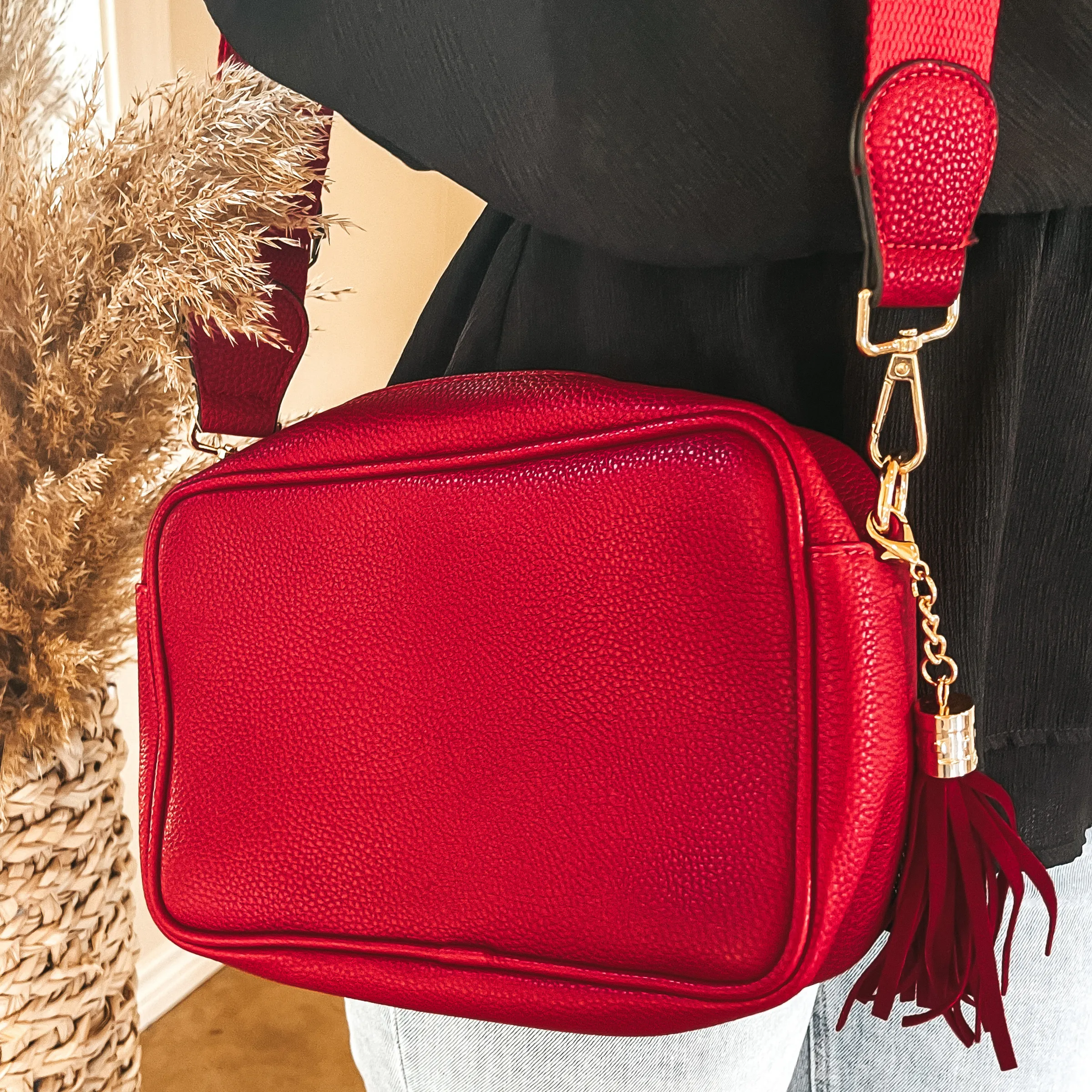 Lovin' Life Small Rectangle Crossbody Purse in Red