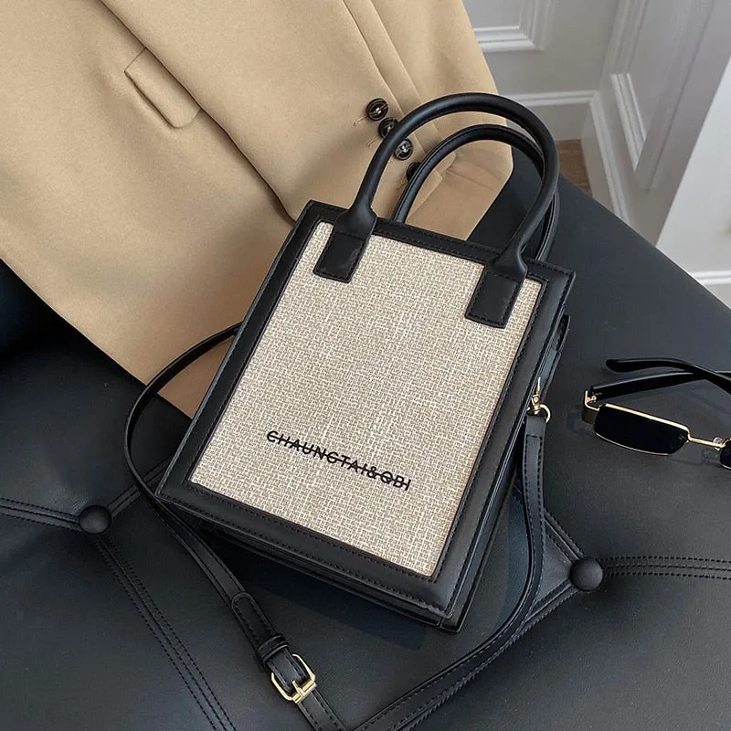 Luxurious Woven Accented Trim Tote Bag